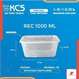 Kotak-Makan Plastik 1000ML Thinwall ( Persegi Panjang ) Thin Wall - KC